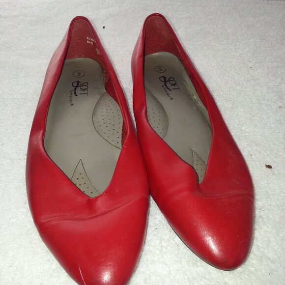 Vintage Highlights Payless Soft Red Ballet Flats Worn 1990s - Picture 6 of 11